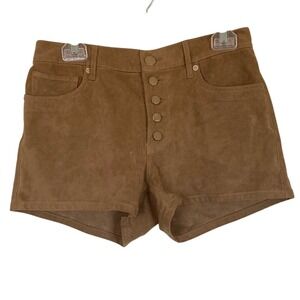 Express‎ Womens Faux Suede Button Up Shorts Size 8 Brown Boho Western Concert